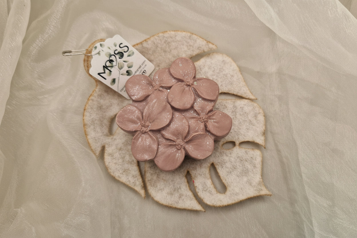 Filzkollektion_Hortensie_dunkler Rose_ beige Filzblatt