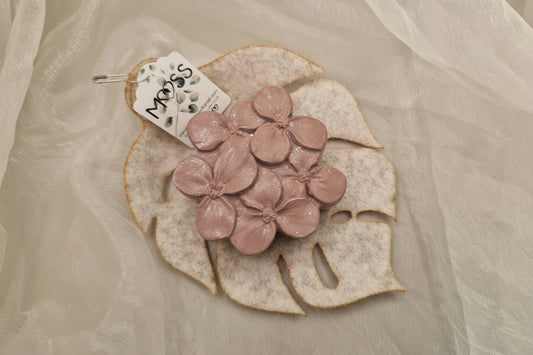 Filzkollektion_Hortensie_dunkler Rose_ beige Filzblatt